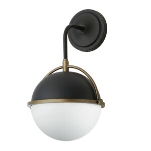 Duke 1-Light Outdoor Wall Sconce in Black with Weathered Brass