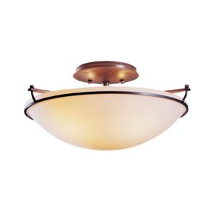 Hubbardton Forge 15 Inch 2 Light Plain Small Ceiling Light in Natural Iron