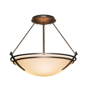 Hubbardton Forge 16 Inch 2 Light Presidio Tryne Ceiling Light in Natural Iron