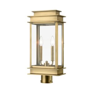 Princeton 2-Light Outdoor Post Top Lantern in Antique Brass