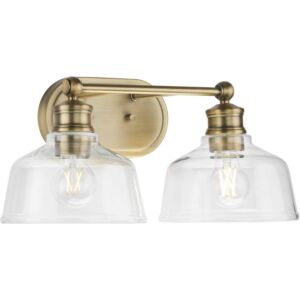 Singleton 2-Light Bathroom Vanity Light in Vintage Brass
