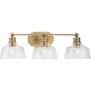 Singleton 3-Light Bathroom Vanity Light in Vintage Brass