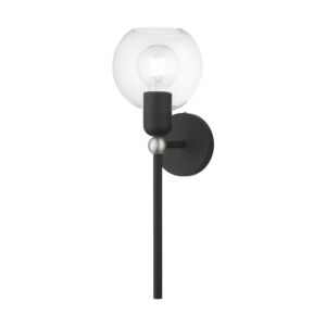 Downtown 1-Light Wall Sconce in Black w with Brushed Nickel