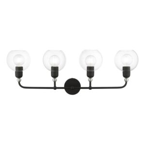 Downtown 4-Light Bathroom Vanity Sconce in Black w with Brushed Nickel