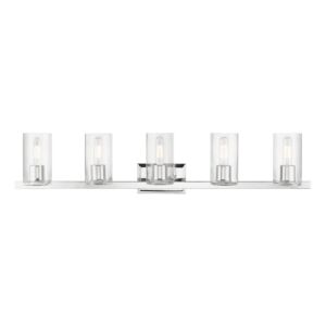 Clarion 5-Light Bathroom Vanity Sconce in Polished Chrome