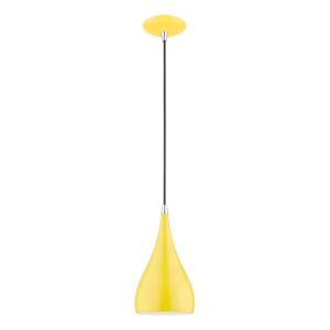 Amador 1-Light Mini Pendant in Shiny Yellow w with Polished Chrome