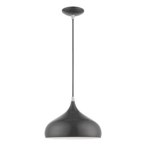 Amador 1-Light Pendant in Shiny Dark Gray w with Polished Chrome