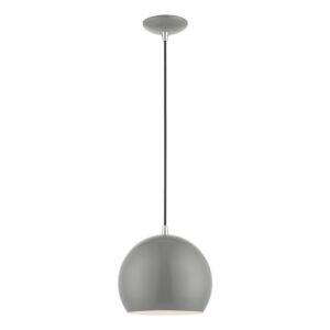 Piedmont 1-Light Pendant in Shiny Light Gray w with Polished Chrome