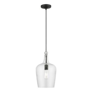 Avery 1-Light Pendant in Black w with Brushed Nickel