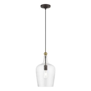 Avery 1-Light Pendant in Bronze w with Antique Brass