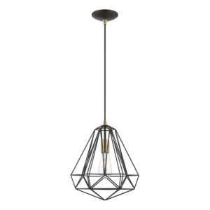Knox 1-Light Pendant in Textured Black w with Antique Brass