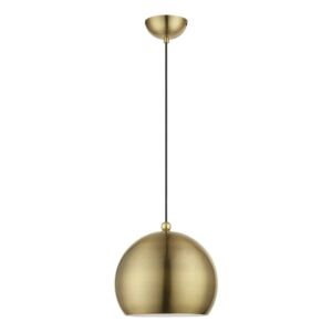 Stockton 1-Light Pendant in Antique Brass w with Polished Brass