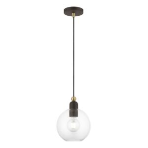 Downtown 1-Light Pendant in Bronze w with Antique Brass