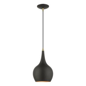 Andes 1-Light Mini Pendant in Black w with Antique Brass