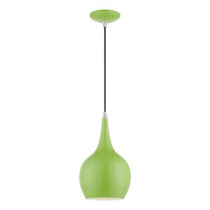 Andes 1-Light Mini Pendant in Shiny Apple Green w with Polished Chrome