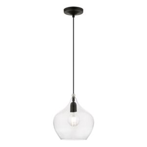 Aldrich 1-Light Pendant in Black w with Brushed Nickel