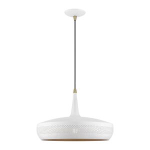 Banbury 1-Light Pendant in White w with Antique Brass