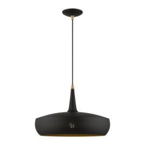 Banbury 1-Light Pendant in Black w with Antique Brass