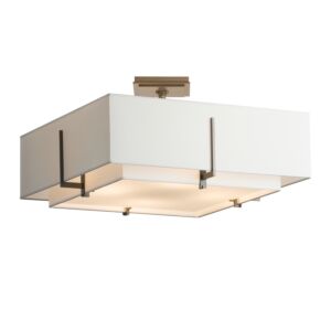 Hubbardton Forge 21 Inch 4 Light Exos Square Double Shade Ceiling Light in Dark Smoke