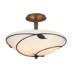 Hubbardton Forge 16 Inch 3 Light Forged Leaves Large Ceiling Light in Natural Iron