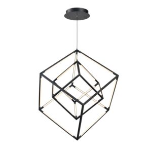Cube Squared 1-Light LED Pendant in Matte Black
