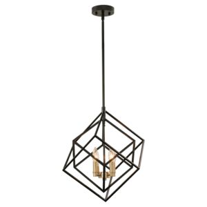 Rad 4-Light Pendant in Black and Natural Brass