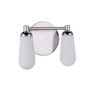 Craftmade Riggs 2-Light Bathroom Vanity Light in Brushed Polished Nickel with Polished Nickel