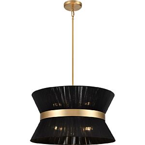Ellesmere 6-Light Pendant in Brass with Black Shade