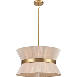 Ellesmere 6-Light Pendant in Brass with Oat Shade