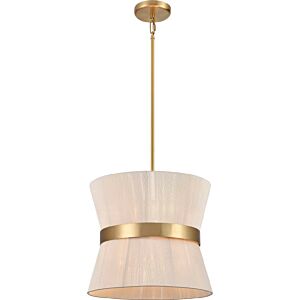 Ellesmere 6-Light Pendant in Brass with Oat Shade