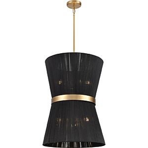Ellesmere 6-Light Foyer Pendant in Brass and Black Shade