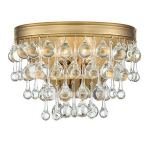  Calypso Wall Sconce in Vibrant Gold with Clear Glass Drops Crystals