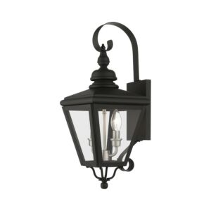 Adams 2-Light Outdoor Wall Lantern in Black with Brushed Nickel