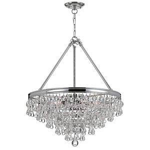 Crystorama Calypso 8 Light 27 Inch Transitional Chandelier in Polished Chrome with Clear Glass Drops Crystals