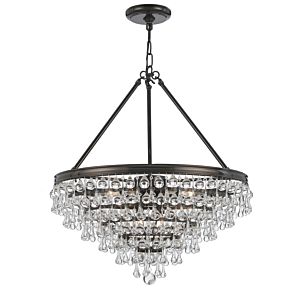 Crystorama Calypso 8 Light 27 Inch Transitional Chandelier in Vibrant Bronze with Clear Glass Drops Crystals