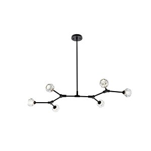 Zayne 6-Light Pendant in Black and Clear
