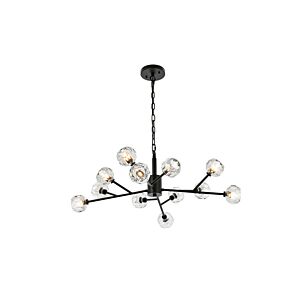Graham 12-Light Pendant in Black and Clear