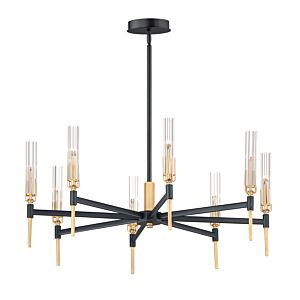 Maxim Flambeau 8 Light Transitional Chandelier in Black and Antique Brass