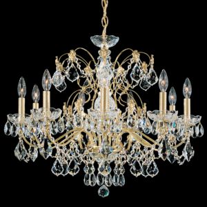 Century 9-Light Chandelier in Gold with Clear Heritage Crystals