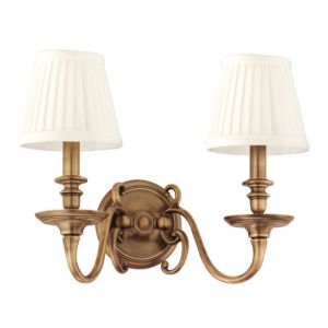 Hudson Valley Charleston 2 Light 13 Inch Wall Sconce in Aged Brass