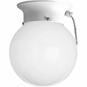 Globe - Opal (Pullchain) 1-Light Flush Mount in White