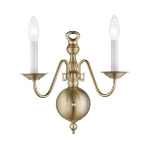 Williamsburgh 2-Light Wall Sconce in Antique Brass