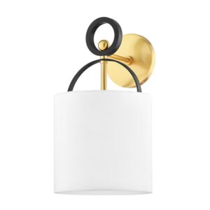 Campbell Hall 1-Light Wall Sconce in Aged Brass with Black Brass Combo