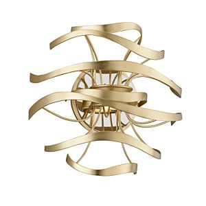 Corbett Calligraphy 2 Light Wall Sconce in Gold Leaf With Polished Stainless