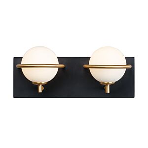 Revolve 2-Light LED Bathroom Vanity Light in Black with Gold