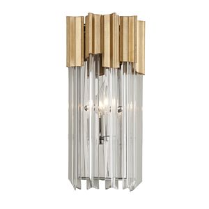  Charisma Wall Sconce in Gold Leaf With Polished Stainless