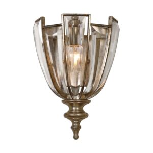 Vicentina 1-Light Wall Sconce in Burnished Silver Champagne Leaf w with Beveled Crystal
