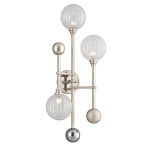 Corbett Majorette 3 Light Wall Sconce in Silver Leaf With Polished Chrome
