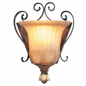 Villa Verona 1-Light Wall Sconce in Hand Applied Verona Bronze w with Aged Gold Leafs