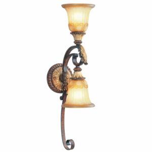 Villa Verona 2-Light Wall Sconce in Hand Applied Verona Bronze w with Aged Gold Leafs